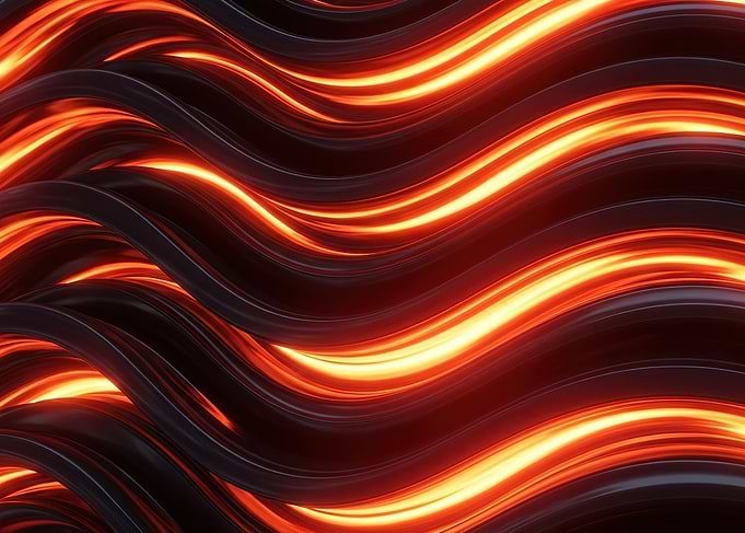 Glowing Molten Waves Abstract Art