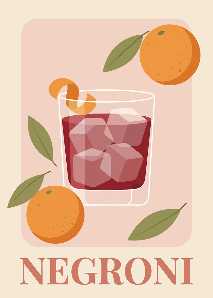 Negroni Minimalist Cocktail Poster β Citrus Aperitif Wall Art