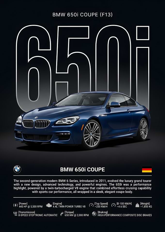 BMW 650i Coupe F13 Infographic Poster