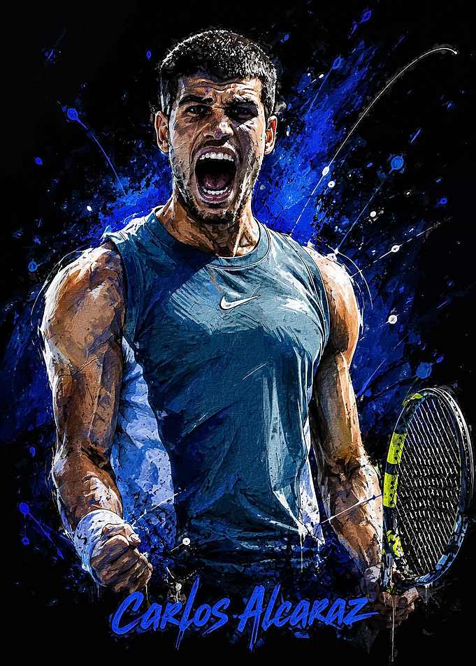 Carlos Alcaraz Tennis Celebration Digital Art