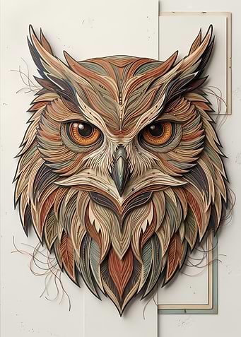 Intricate Layered Paper Owl Art
