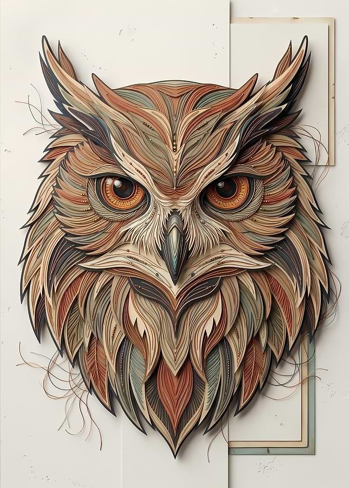 Intricate Layered Paper Owl Art