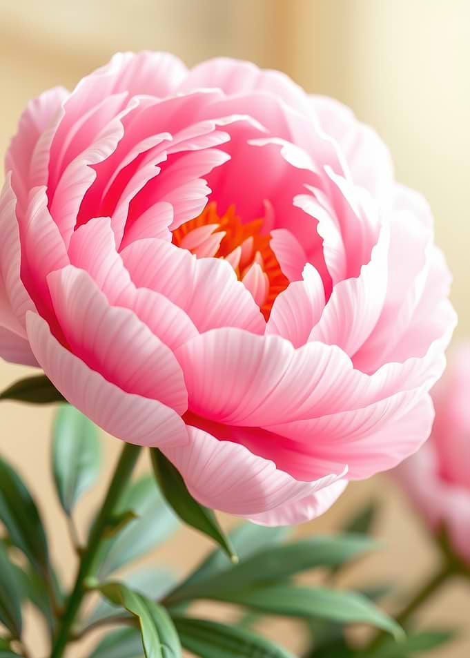Vibrant Pink Peony Flower Illustration