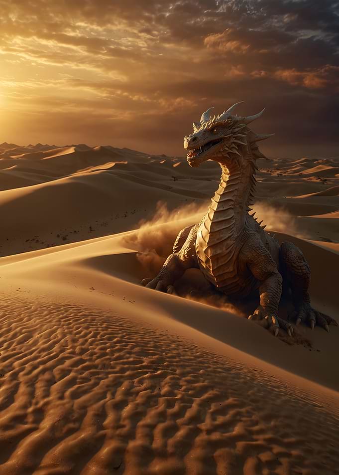 Dragon Emerging from Desert Sands