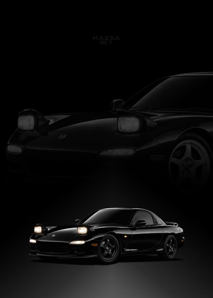 Black Mazda RX-7 Poster