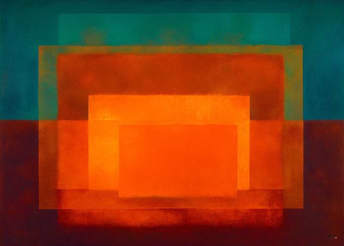 Celestial Zen Color Field Modernism No. 01 – Emerald Ember Wall Art