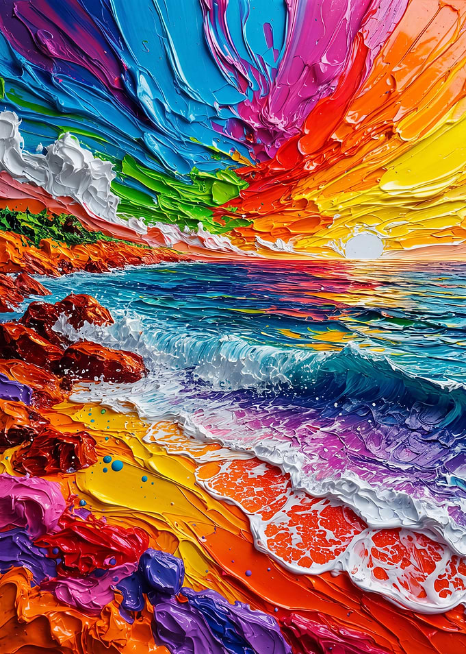 Vibrant Impasto Coastal Sunset