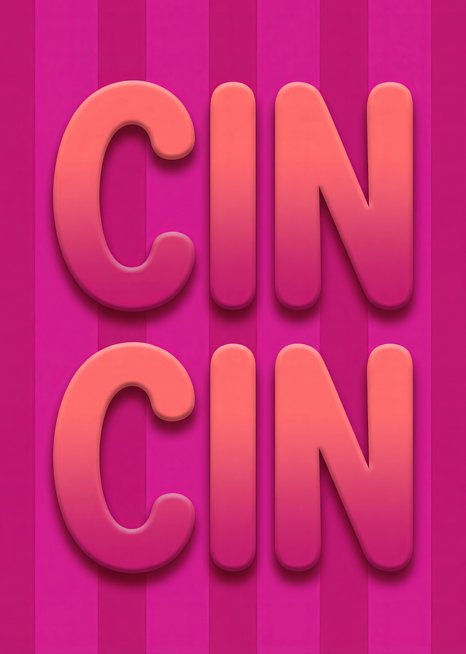 Cin Cin Pink Striped Text Art