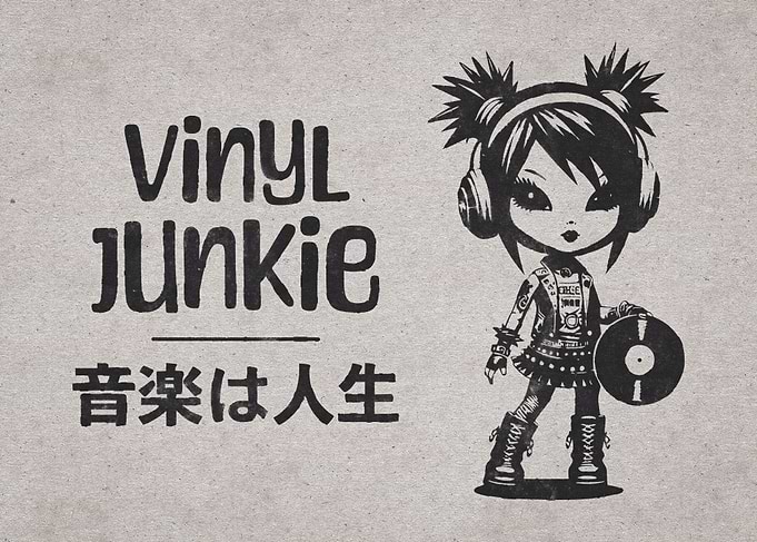Vinyl Junkie Punk Girl Illustration