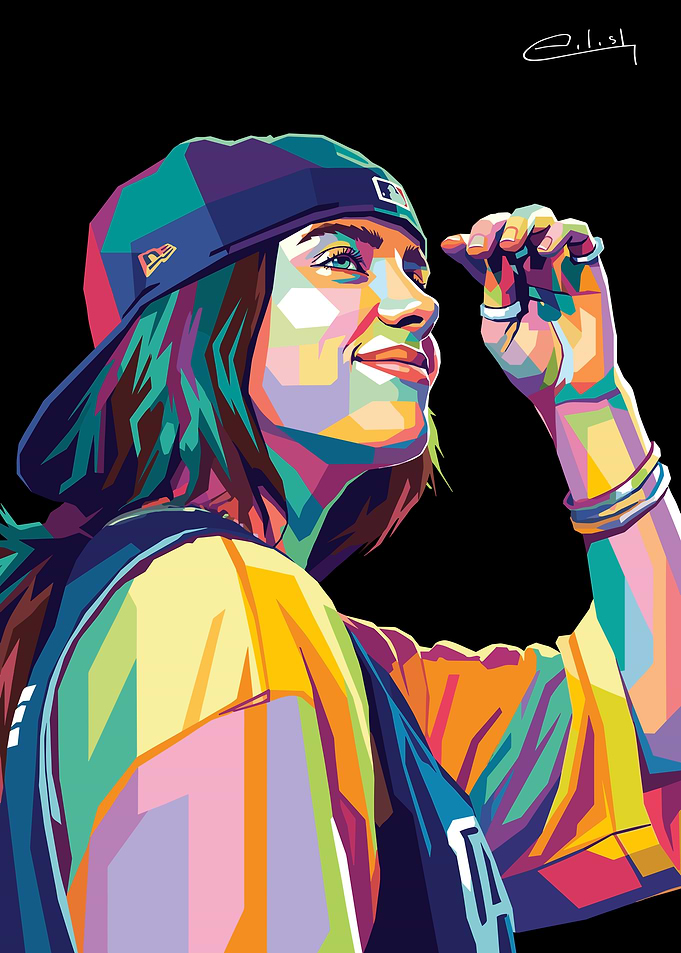Billie Eilish Colorful Pop Art Portrait