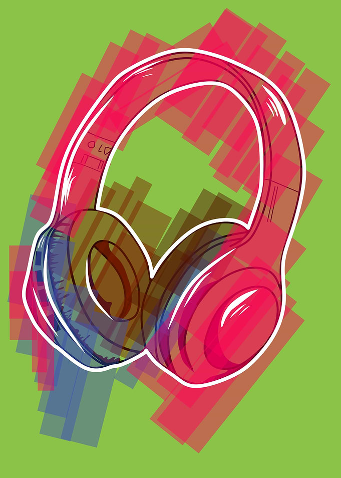 Vibrant Pink Headphones Pop Art