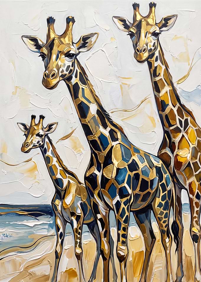 Three Giraffes Oil Painting