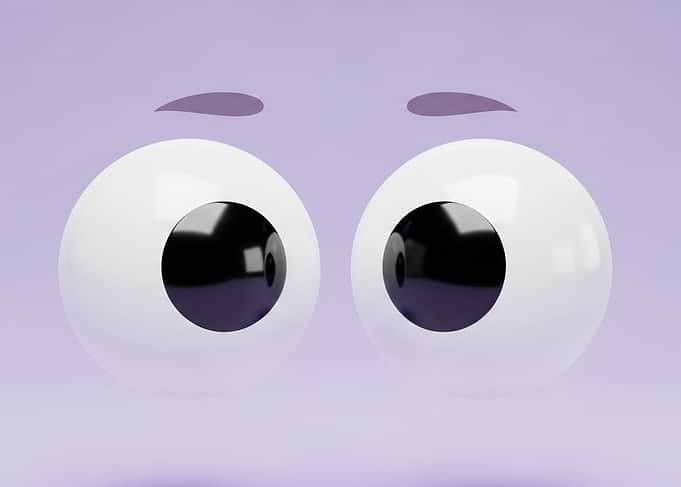 3D Cartoon Googly Eyes on Purple Background