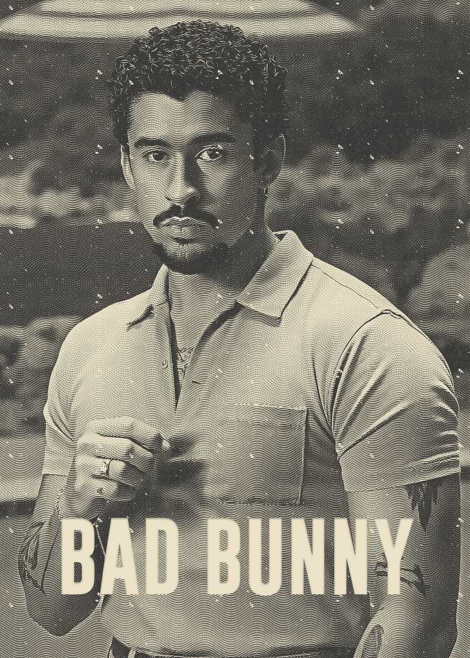 Bad Bunny Vintage Halftone Portrait