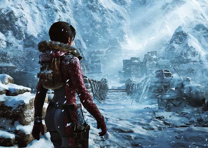 Lara Croft in Snowy Mountains