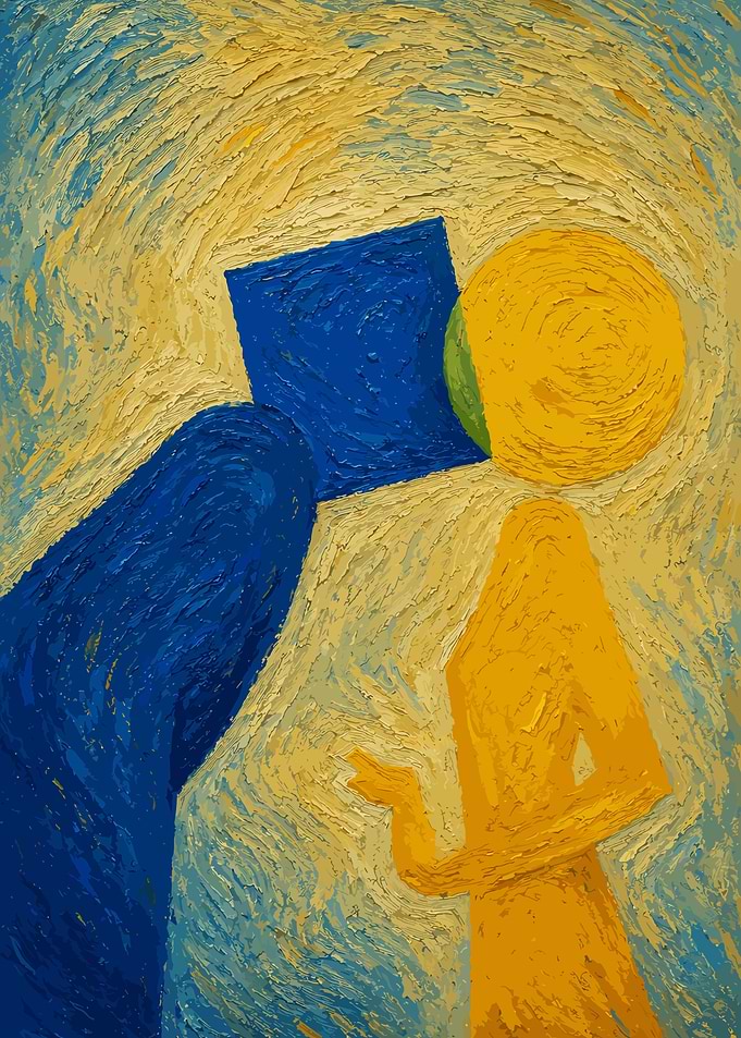 Abstract Figures in Blue and Yellow