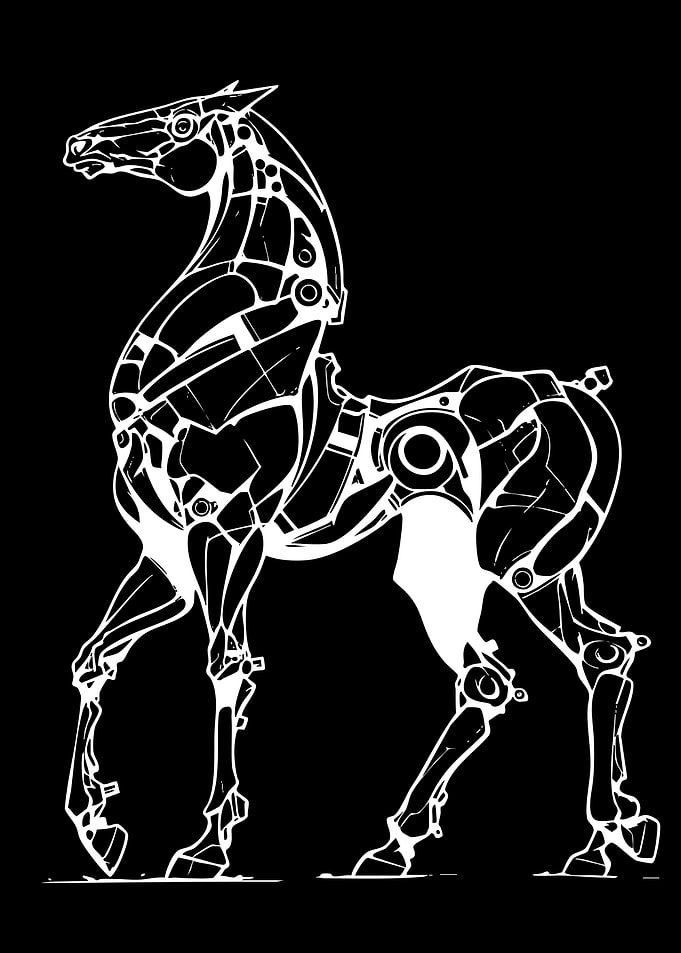 Mechanical Horse Silhouette Art