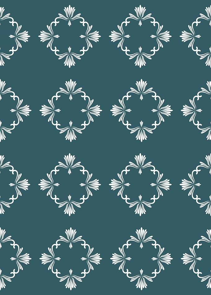 Ornamental Flourish Tile Teal