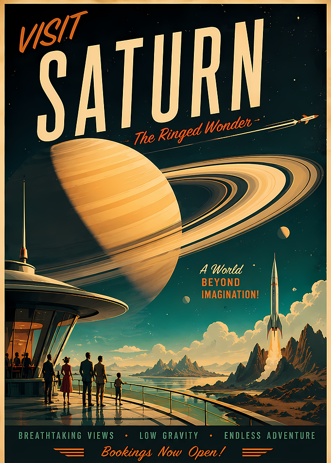 Vintage Style Saturn Travel Poster