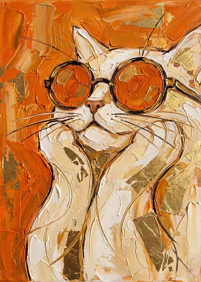 Abstract Oil Painting of Cool Cat