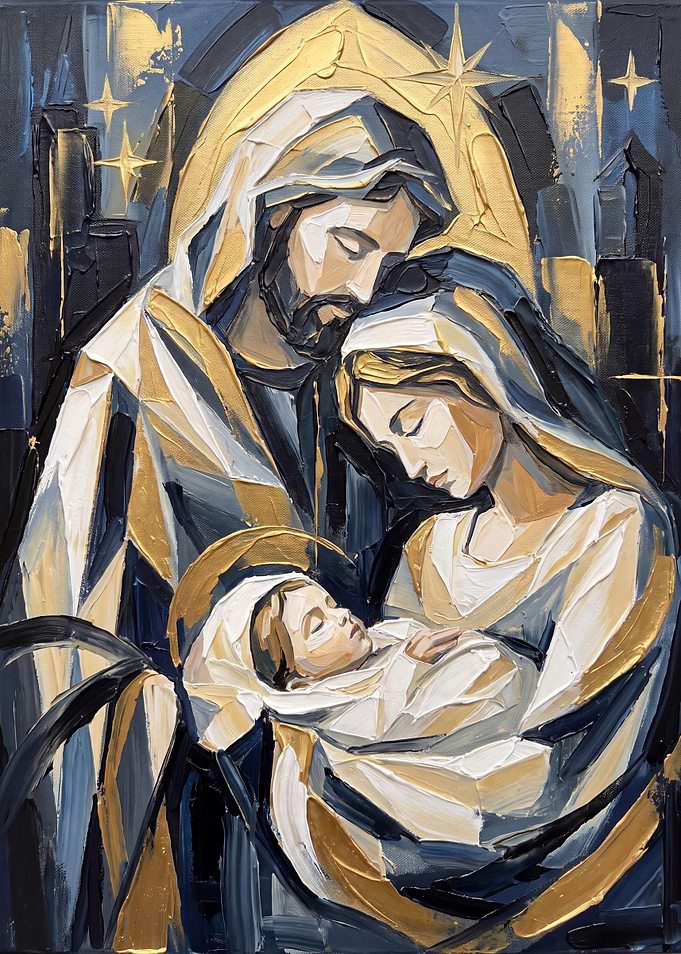 Modern Impasto Holy Family Nativity Painting