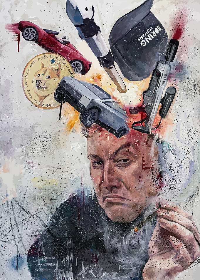 Elon Musk Surreal Pop Art Portrait