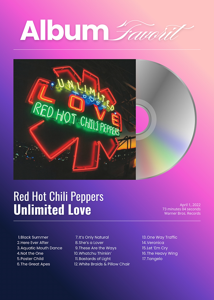 Red Hot Chili Peppers Unlimited Love Album Poster