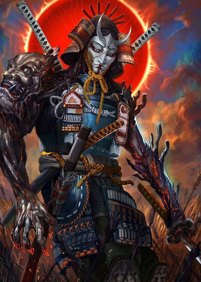 Demonic Samurai Under a Blood Red Sun