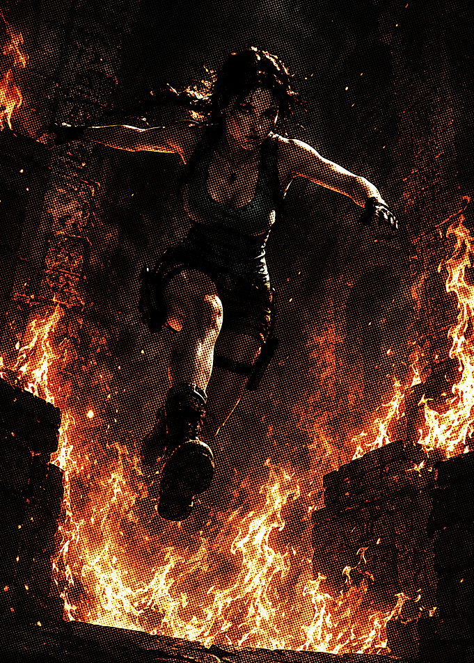 Lara Croft Jumping Through Fire