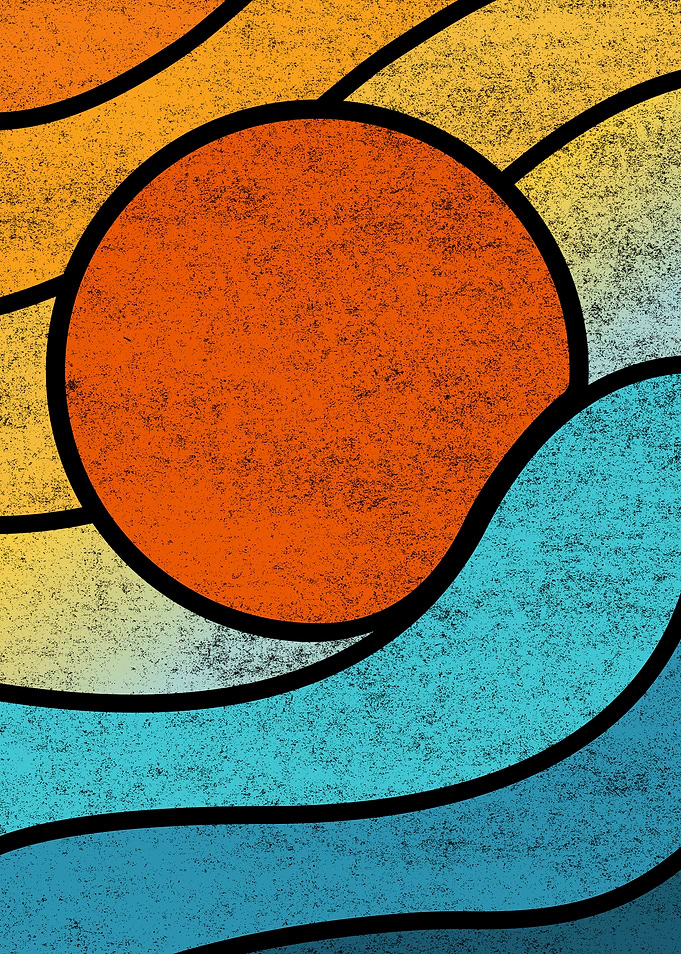 Retro Abstract Sun and Waves