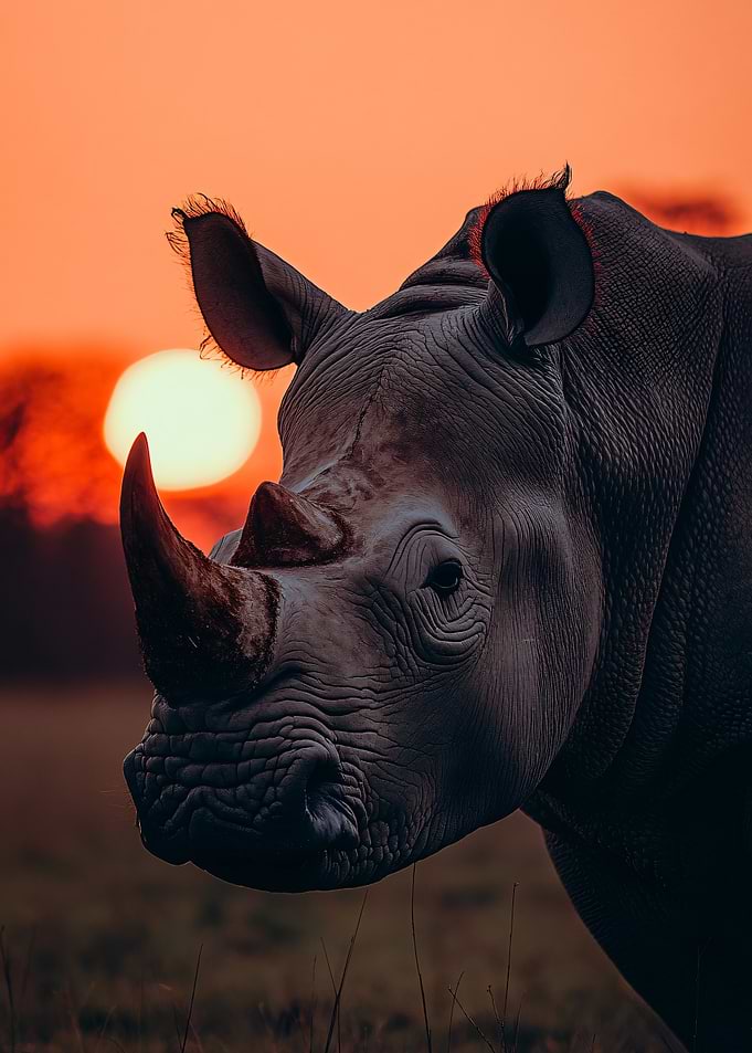 Majestic Rhinoceros at Sunset