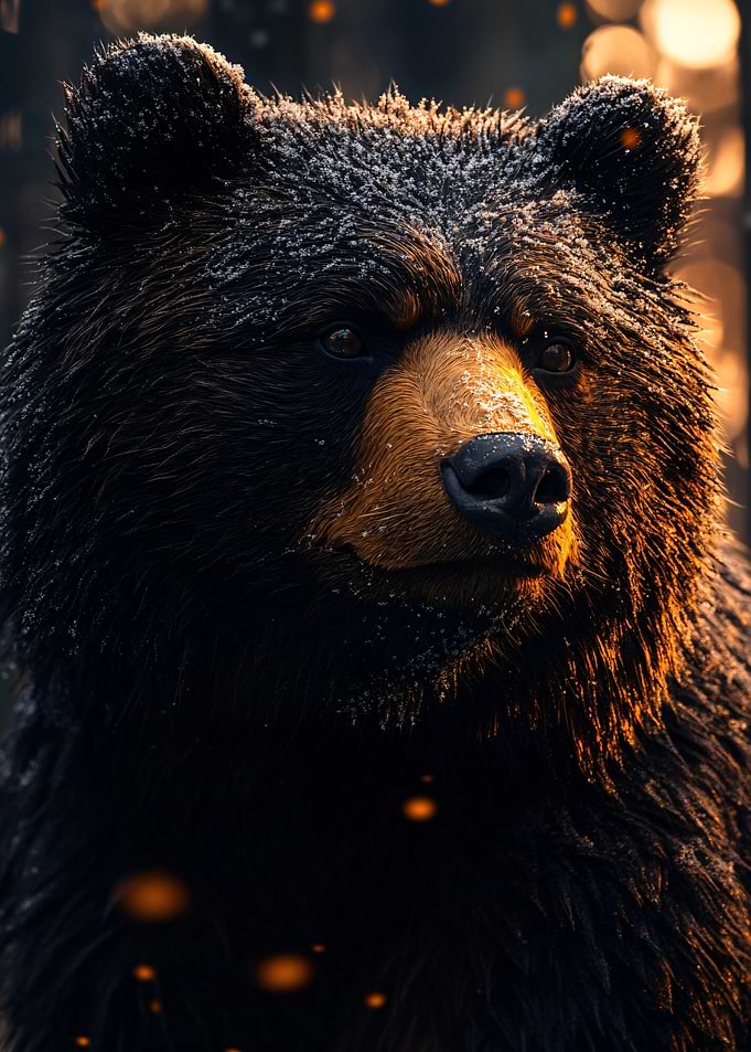 Majestic Black Bear in Winter Light