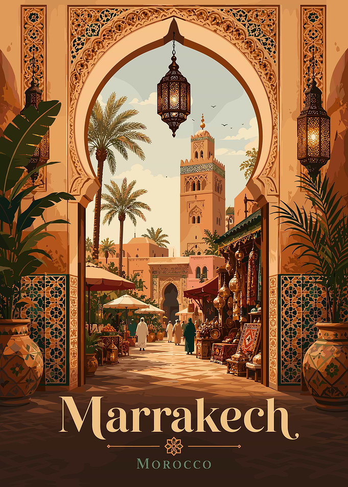 Marrakech Morocco Travel Poster