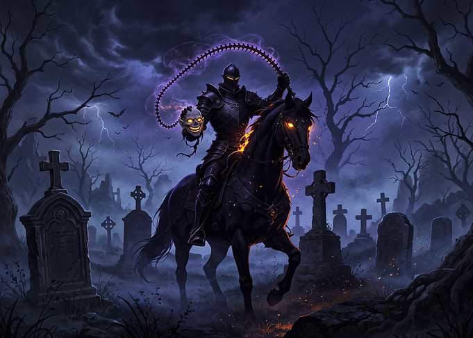 Dark Knight in a Spooky Graveyard