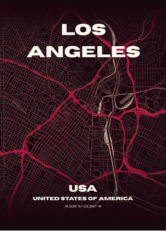 Los Angeles City Map Poster