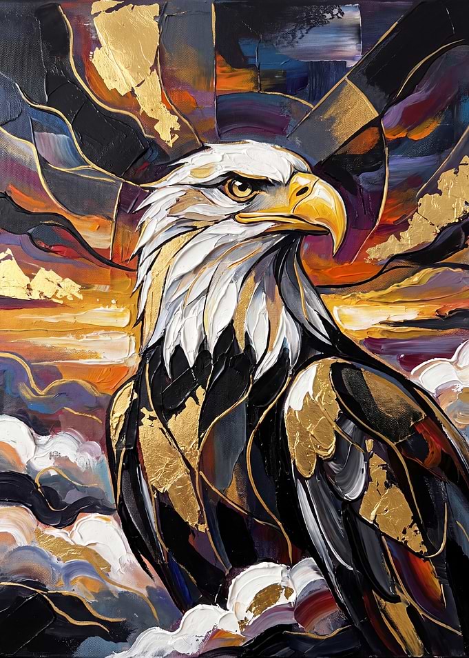 Abstract Golden Bald Eagle Painting