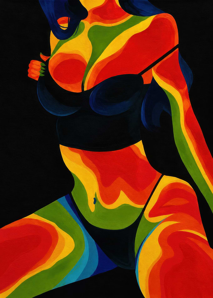 Thermal Heat Map Woman Silhouette Painting