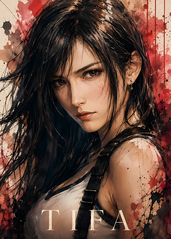 Tifa Lockhart Watercolor Portrait