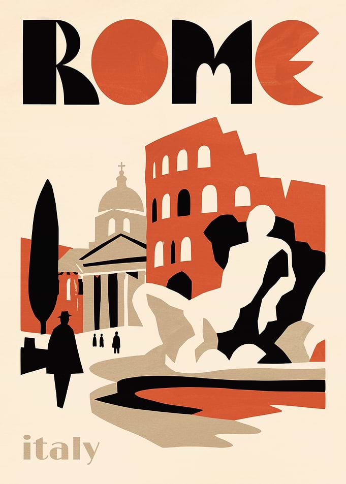 Vintage Style Rome Italy Travel Poster