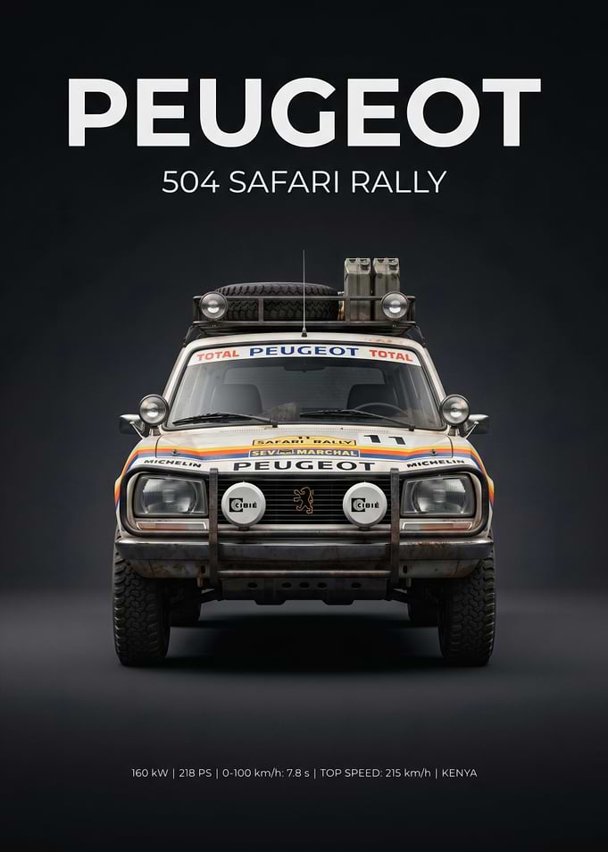 Peugeot 504 Safari Rally Poster