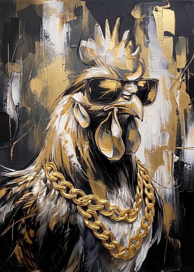 Cool Rooster with Gold Chain