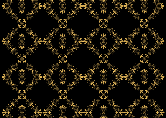 Gold Black Ornamental Diamond Pattern
