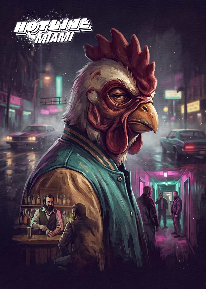 Hotline Miami Jacket Chicken Mask Poster