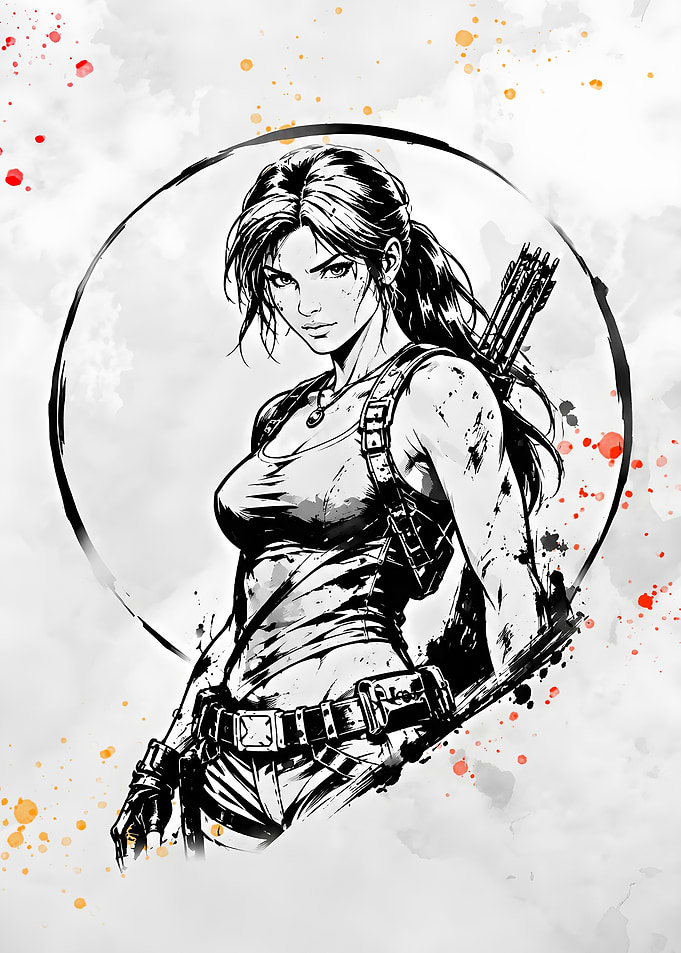Lara Croft Tomb Raider Ink Art