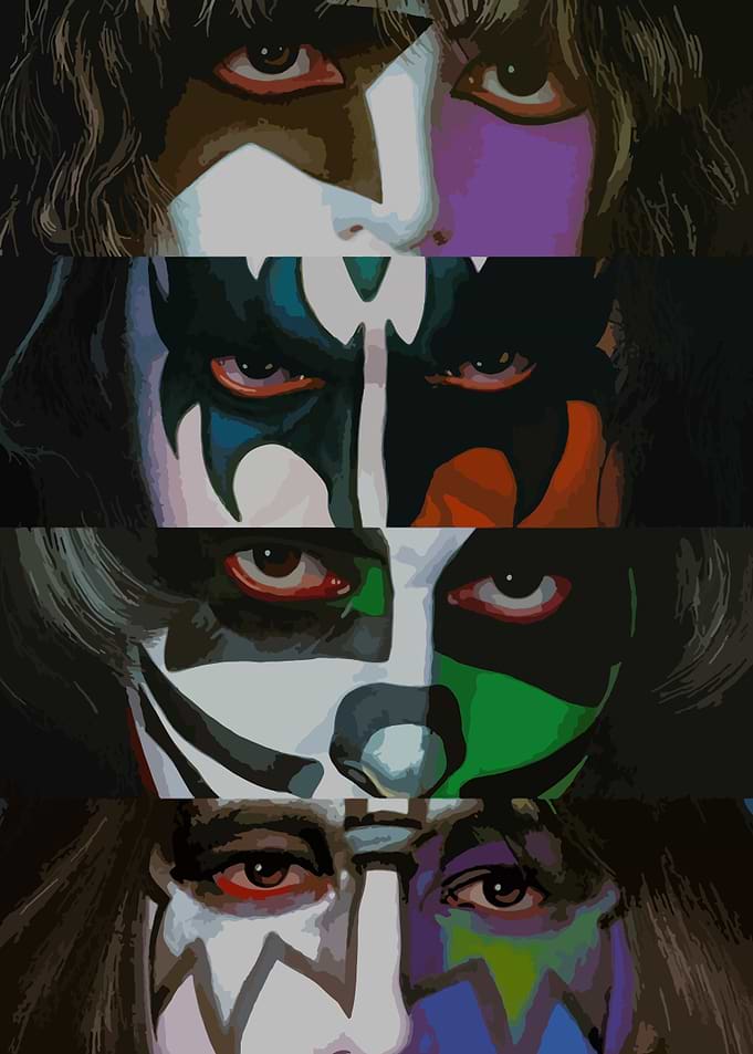 KISS Band Members Face Paint Collage