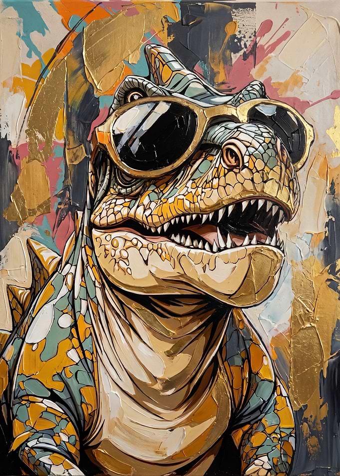 Cool Dinosaur with Sunglasses Painting
