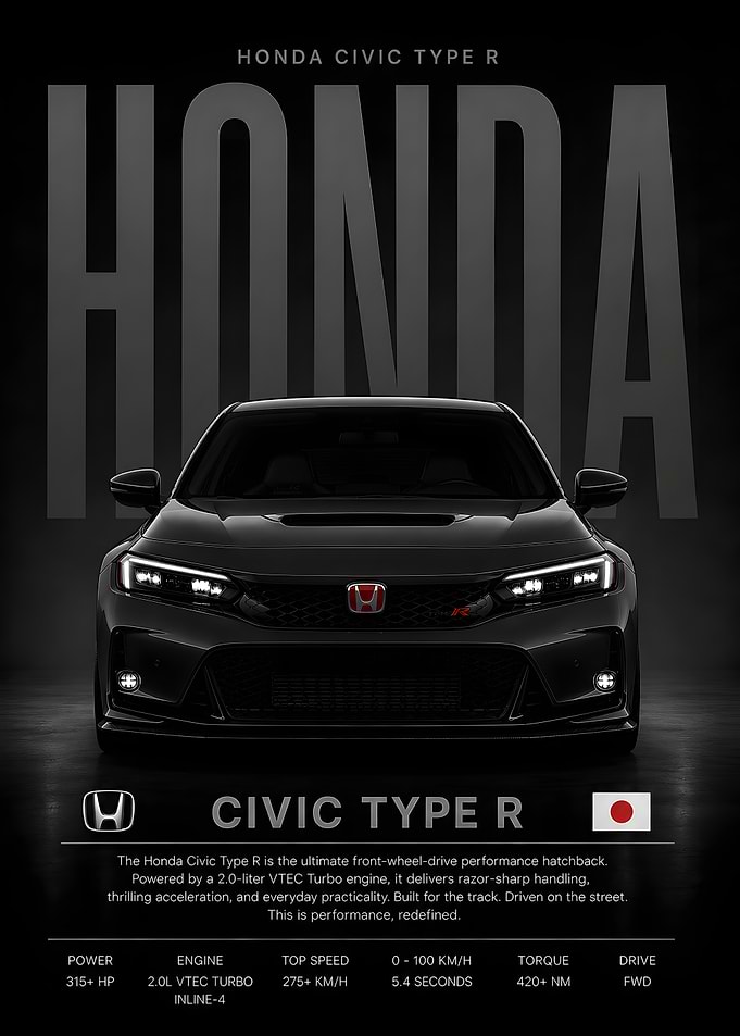 Honda Civic Type R, Car Poster