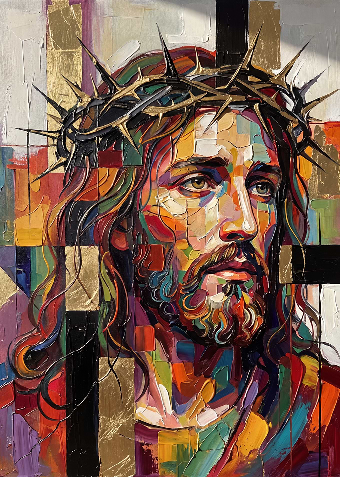Vibrant Contemporary Portrait of Jesus Christ