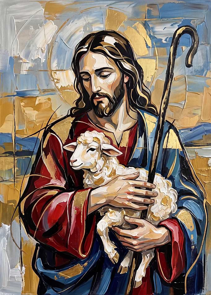 Jesus Christ the Good Shepherd Painting