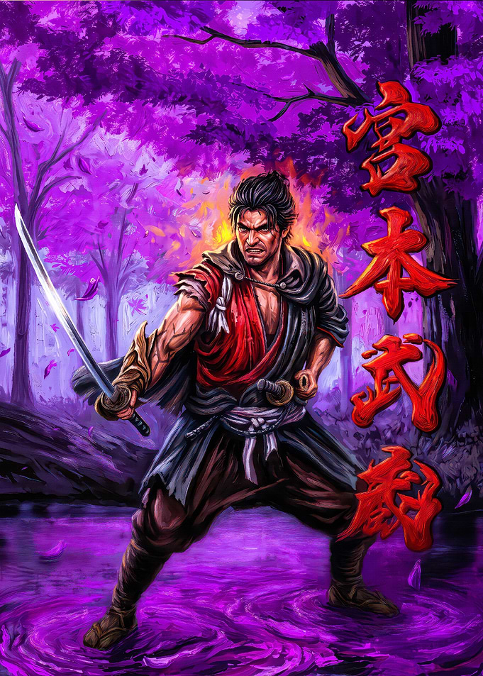 Miyamoto Musashi Samurai in Purple Forest